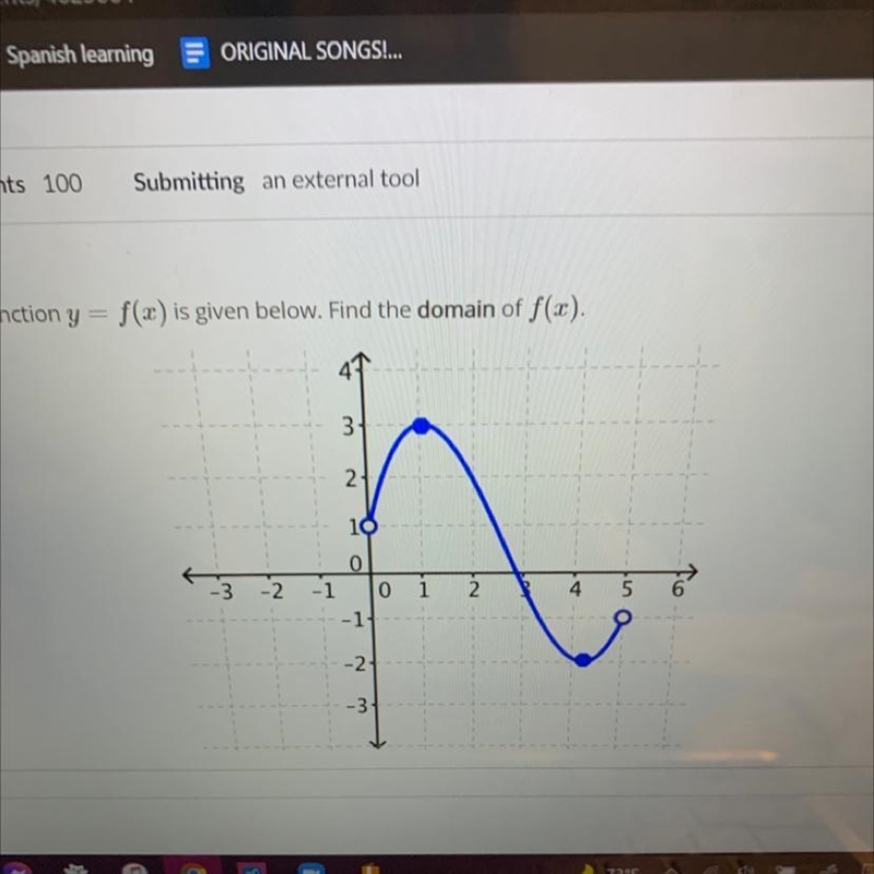 Y=f(x) and find the domain of f(x)Options for range:[0,5) (0,5)[0,5][-2,3](-2,3)-example-1