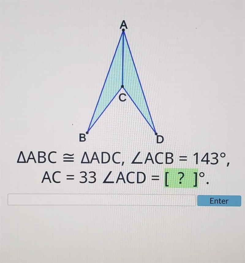 AABC=AADC, LACB=143, AC=33 LACD=?​-example-1