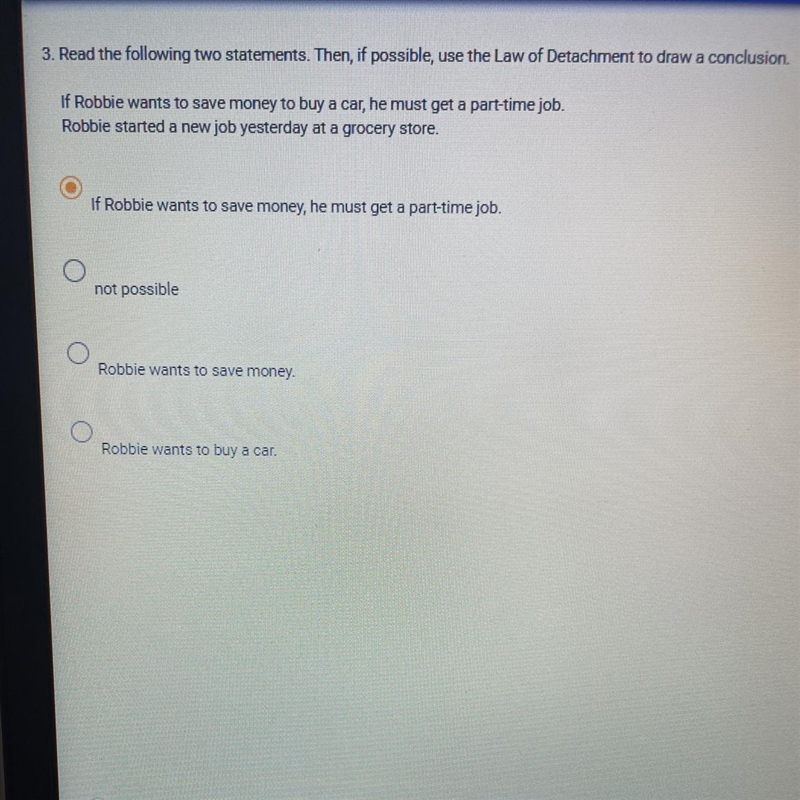 If Robbie wants to save money to buy car he must get a part-time job-example-1