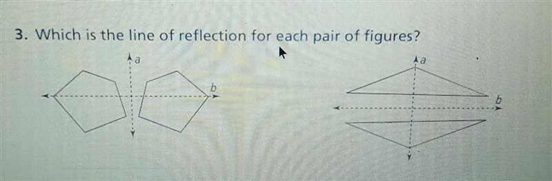 3. Which is the line of reflection for each pair of figures? Aa Аа b w E 1 2 6-example-1