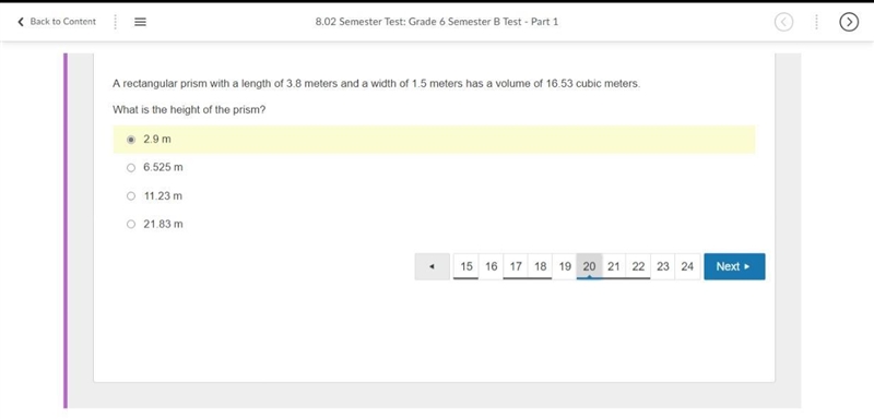 A rectangular prism with a length of 3.8 meters and a width of 1.5 meters has a volume-example-1