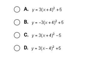 Which of the following equations represents a parabola that opens up and has a vertex-example-1