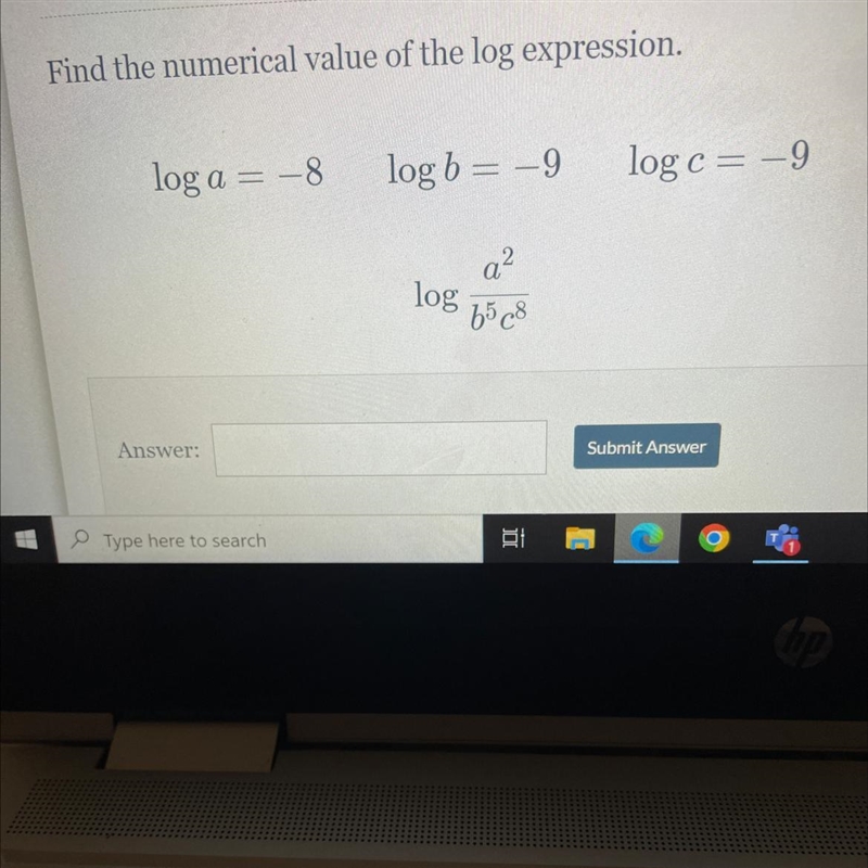 Find the numerical value of the log expression, please help!-example-1