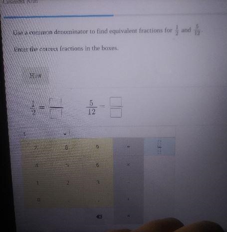 Use a common denominator to find equivalent fractions for and Enter the correct fractions-example-1