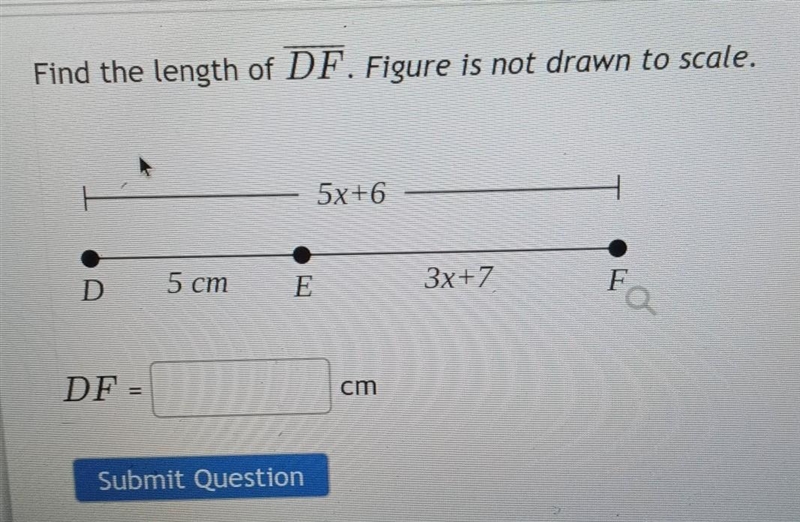 Find the lenght of DF. Figure is not drawn to scale.-example-1