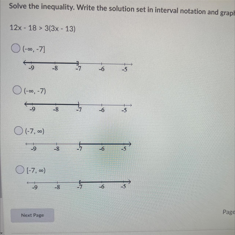 Solve the inequality. Write the solution set in interval notation and graph it. 12x-example-1