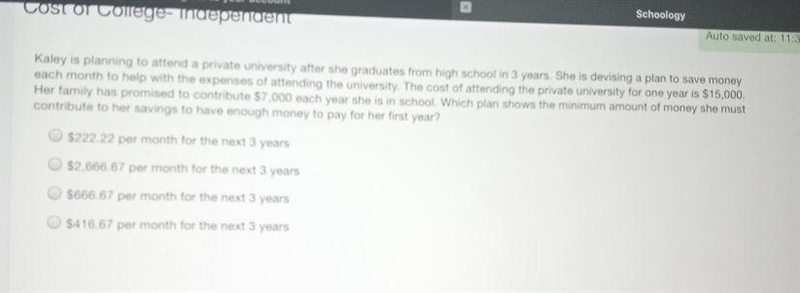 Kylie is planning to attend a private university after she graduates from high school-example-1