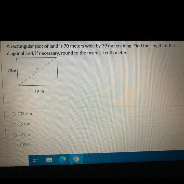 A regular plot of land is 70 meters wide by 79 meters long. Find the length of the-example-1