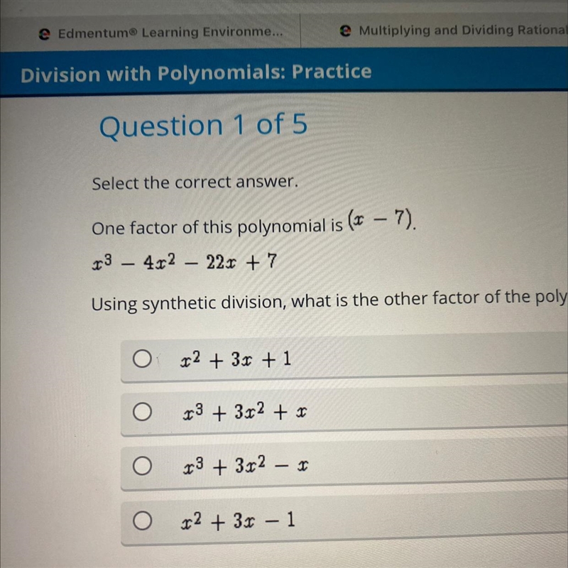 I would like to know the factor of this polynomial asap-example-1