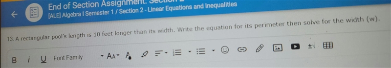 I would like to check my answer with you. I have w= P/4 -5-example-1