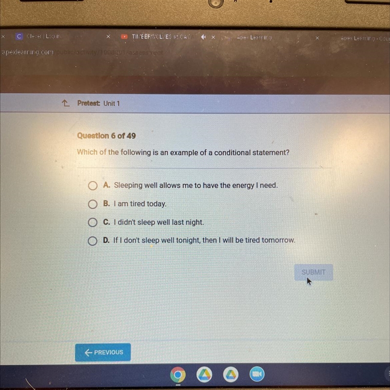 Which of the following is an example of a conditional statement?-example-1