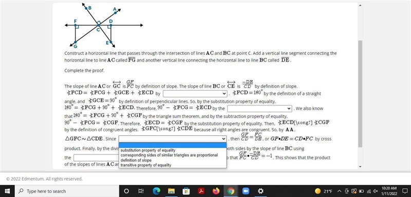 Prove that the product of the slopes of lines AC and BC is -1. Select each answer-example-3