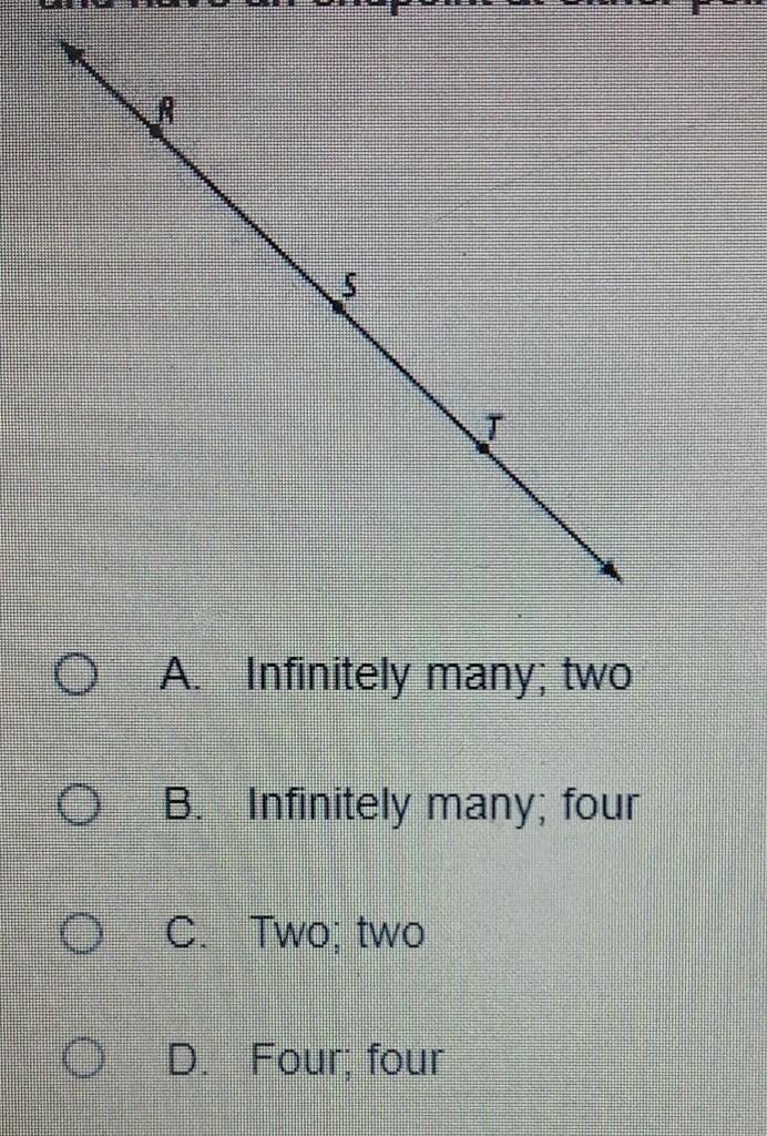 consider the points r&t in the figure how many different Rays pass through both-example-1