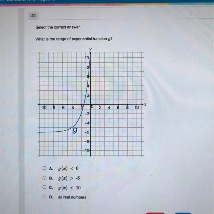 What is the range of exponential function g?-example-1