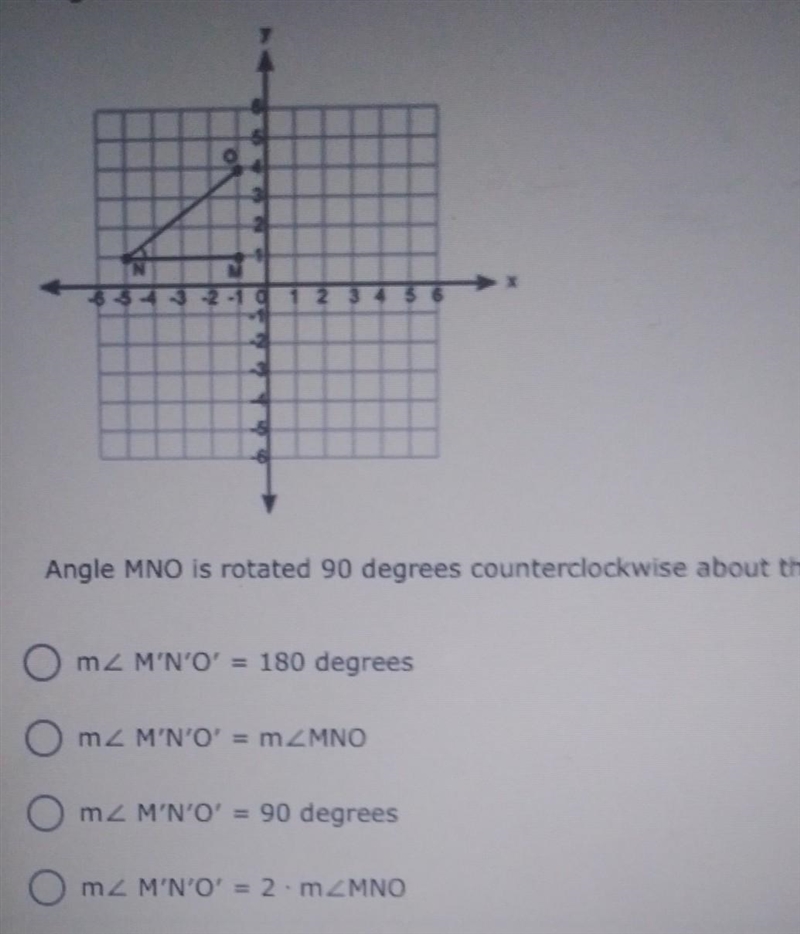 Angle MNO is formed by segments MN and NO on the following coordinate grid: Angle-example-1