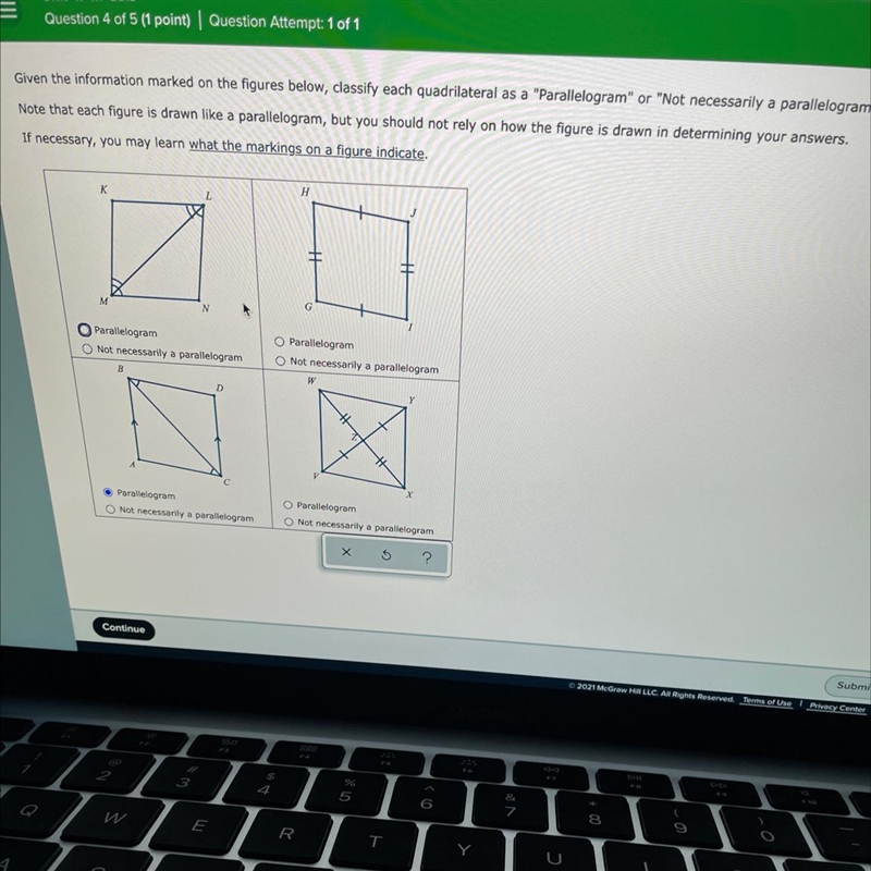 May I please get help with finding out weather each of them are parallelograms or-example-1