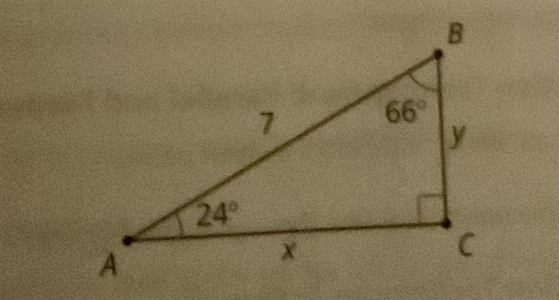 Write 2 sine equations and 2 cosine based on the triangle-example-1