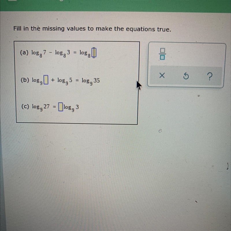 Fill in the missing values to make the equation true.-example-1