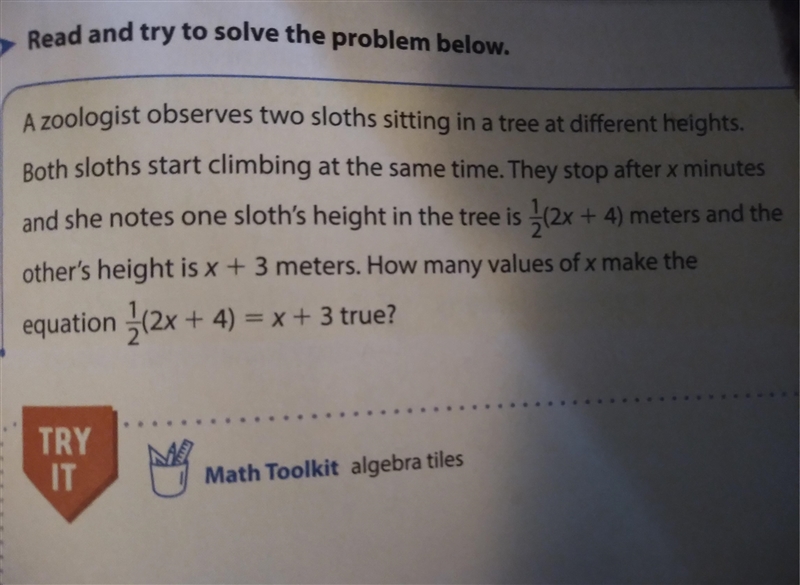 A zoologist observes two sloths sitting in a tree at different heights. Both sloths-example-1