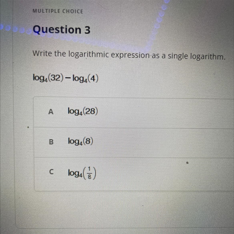 Write the logarithmic expression as a single logarithm.-example-1