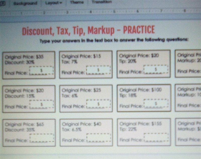 Can you help me with discount tax tip and markup-example-1