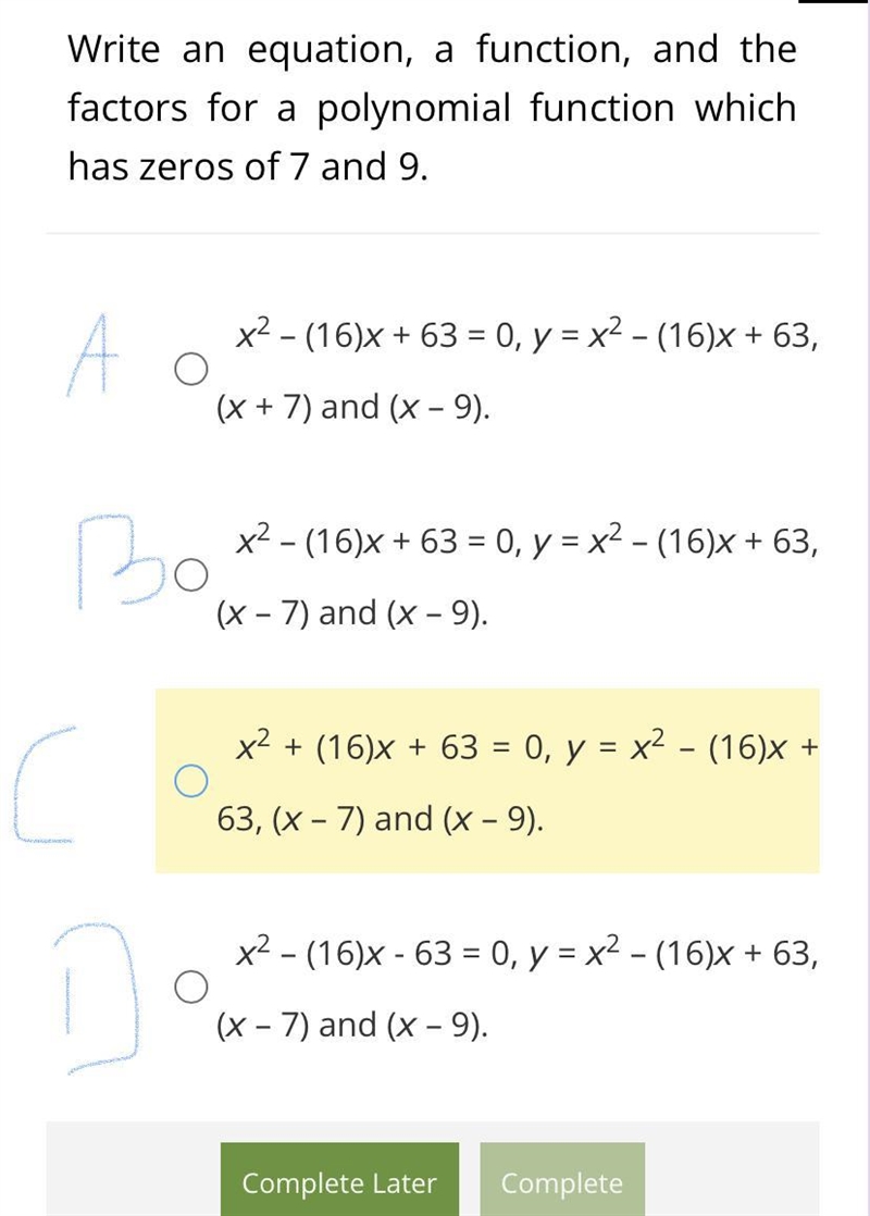 Write an equation, a function, and the factors for a polynomial function which has-example-1