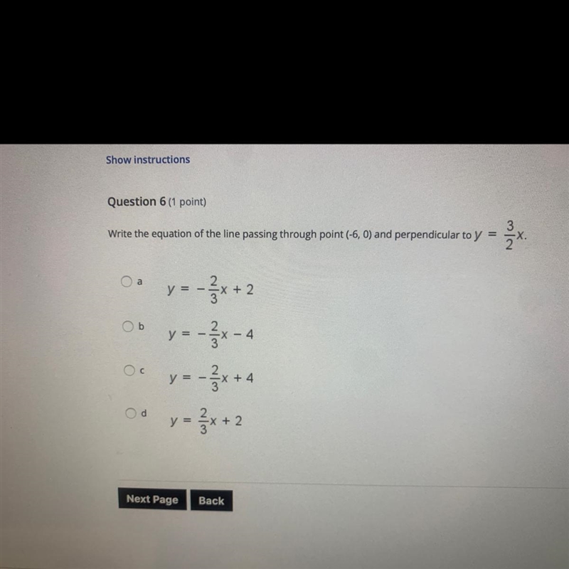 Write the equation of the line passing through point (-6,0) and perpendicular to y-example-1