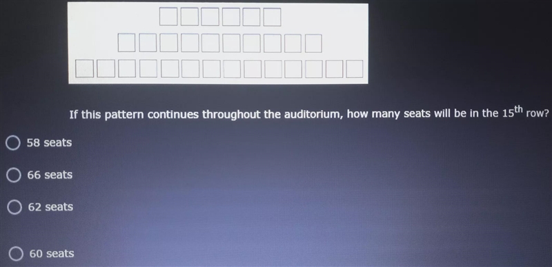 The diagram below shows the arrangement of seats in the first three rows of an auditorium-example-1