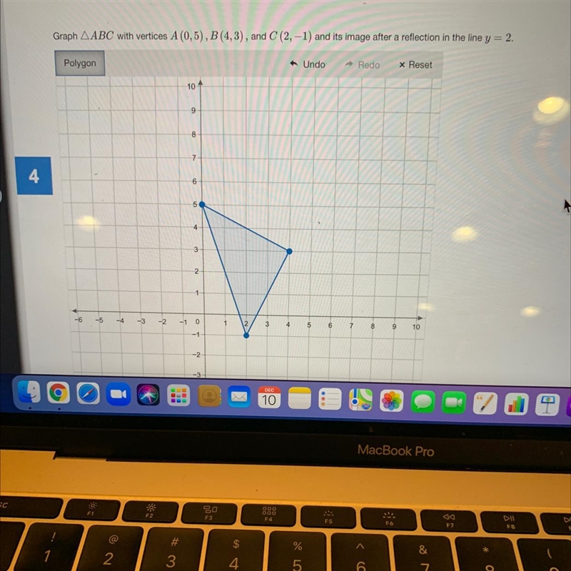 Graph triangle ABC with vertices A(0,5) B(4,3) and C(2,-1) and it’s image after a-example-1