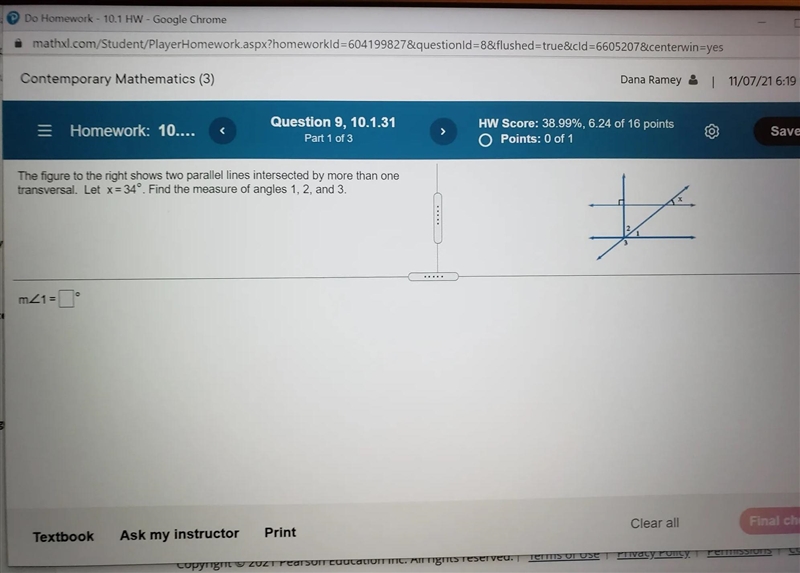 the figure to the right shows two parallel lines intersected by more than one transversal-example-1