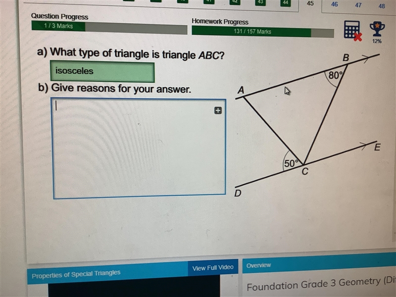 Triangle with parallel lines is isosceles why-example-1