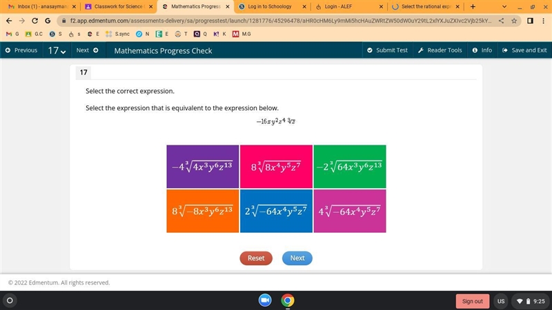 Select the correct expression. Select the expression that is equivalent to the expression-example-1