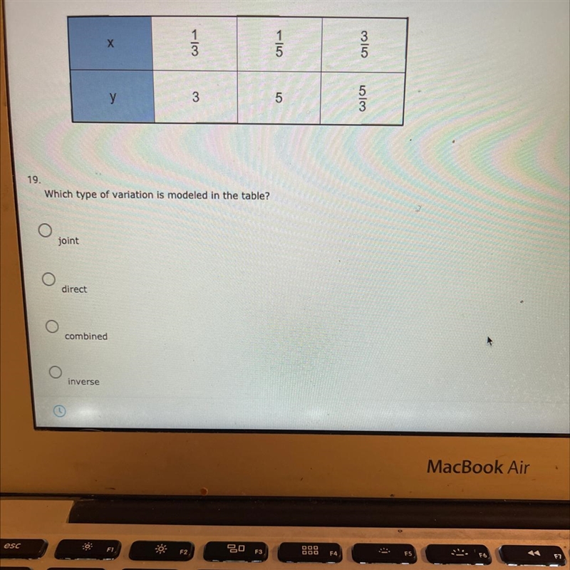 1 금35Lolo19.Which type of variation is modeled in the table?jointdirectcombinedInverse-example-1