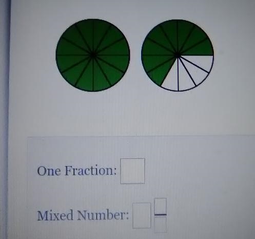 Amount as a single fraction and as a mixed number. One Fraction: Mixed Number:-example-1