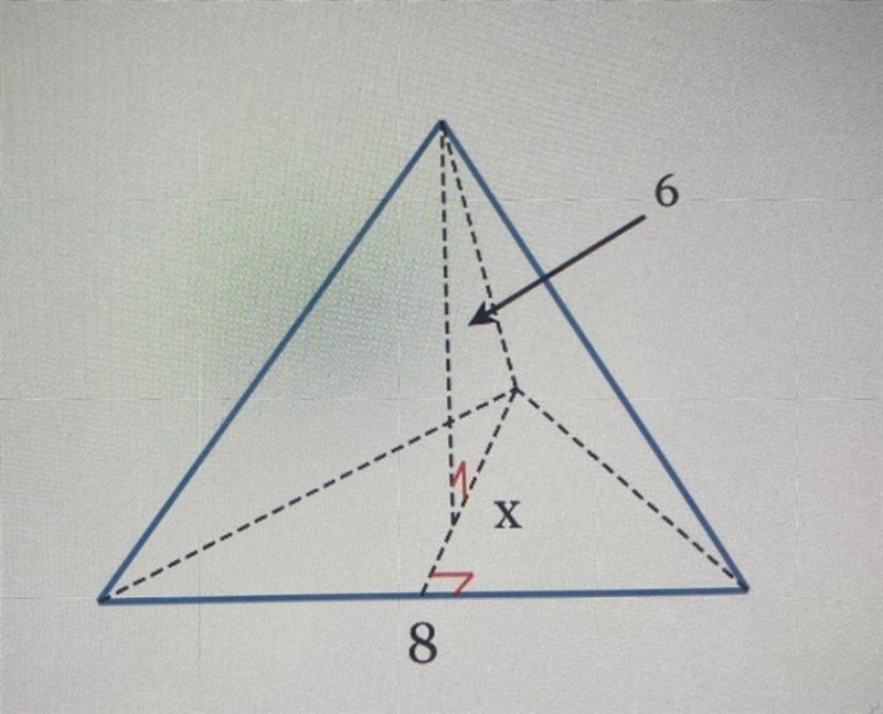 The volume of the triangular pyramid bow is 32 units^3find the value of x-example-1