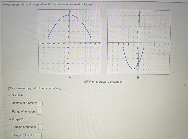 Write the domain and range of each function using interval notation p-example-1