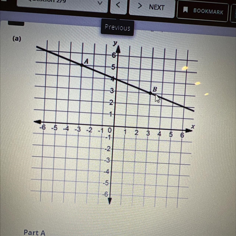 Determine the equation in slope-intercept form that defines line AB-example-1