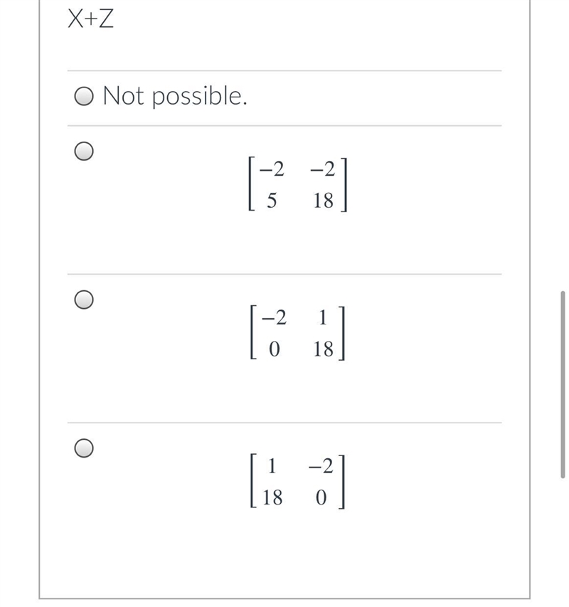 Help with math question precalculus.Given the next matrices, find the result of x-example-1