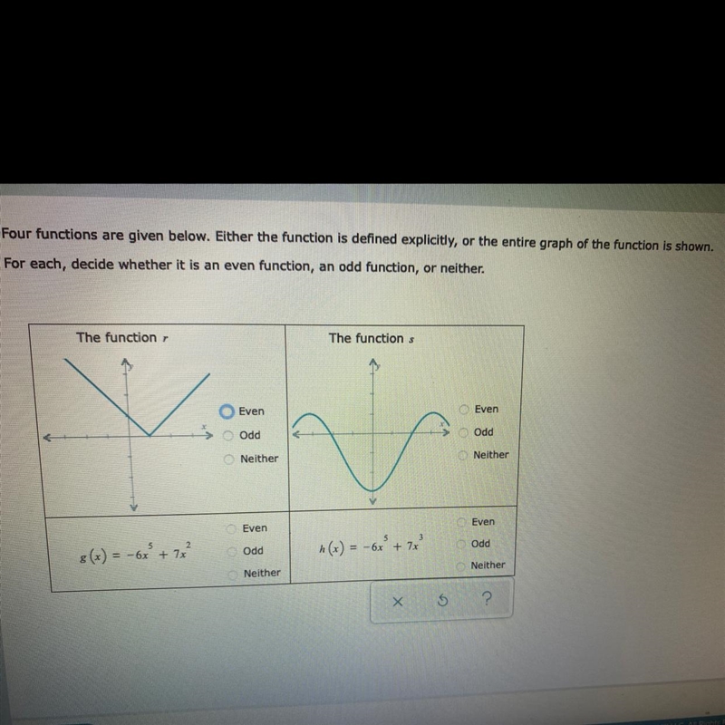 Decide whether it is an even function, an odd function, or neither-example-1