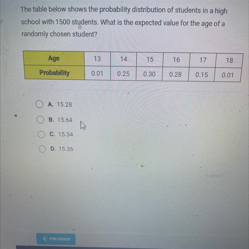 The table below shows the probability distribution of students in a highschool with-example-1