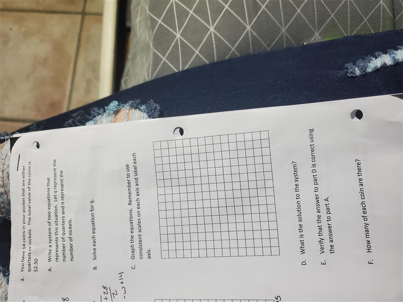 I need help with this crazy Algebra 1a problem! You have 14 coins in your pocket that-example-1