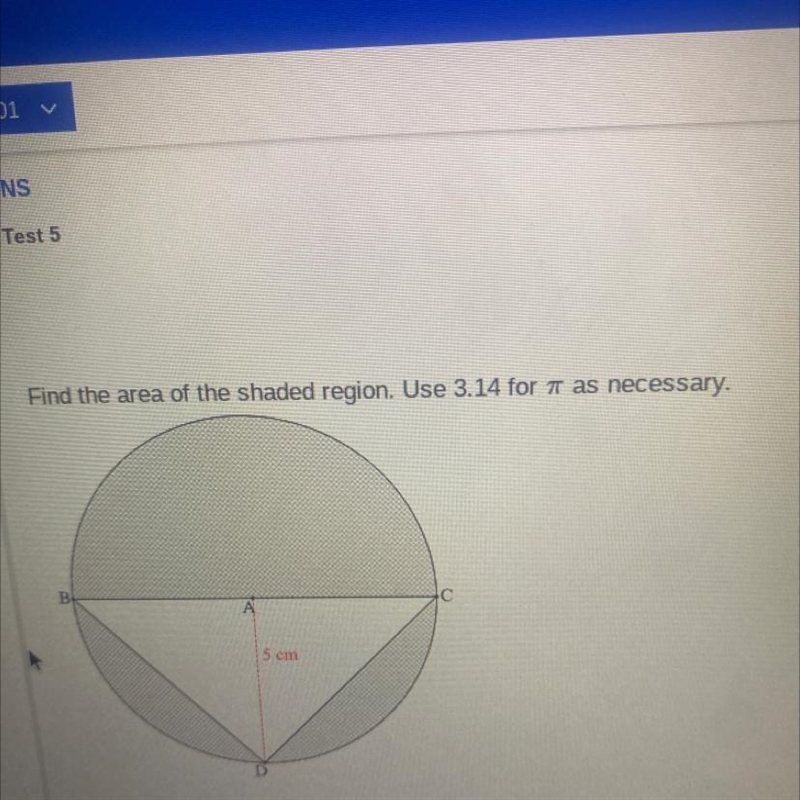 Find the area of the shaded region use 3.14 as necessary-example-1