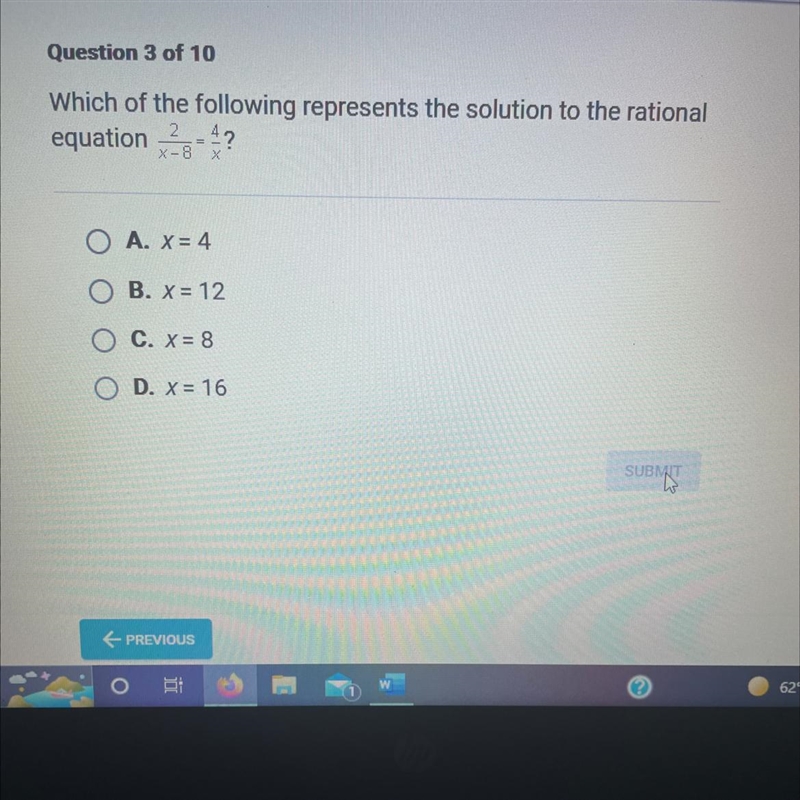 Which of the following represents the solution to the rationalequation-example-1