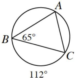 Triangle ABC is inscribed in the circle below. Using the measurements provided in-example-1