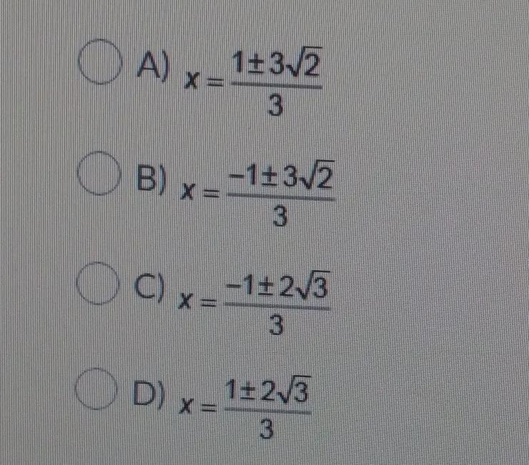 Solve the quadratic equation using the quadratic formula9x² - 6x = 11-example-1