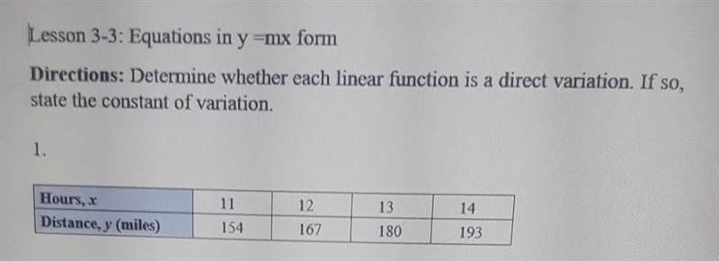 Directions: Determine whether each linear function is a direct variation. If so, state-example-1