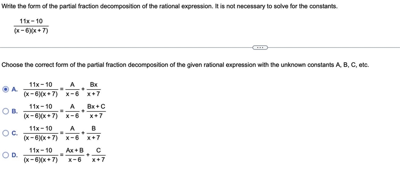 Choose the correct form of the partial fraction decomposition of the given rational-example-1