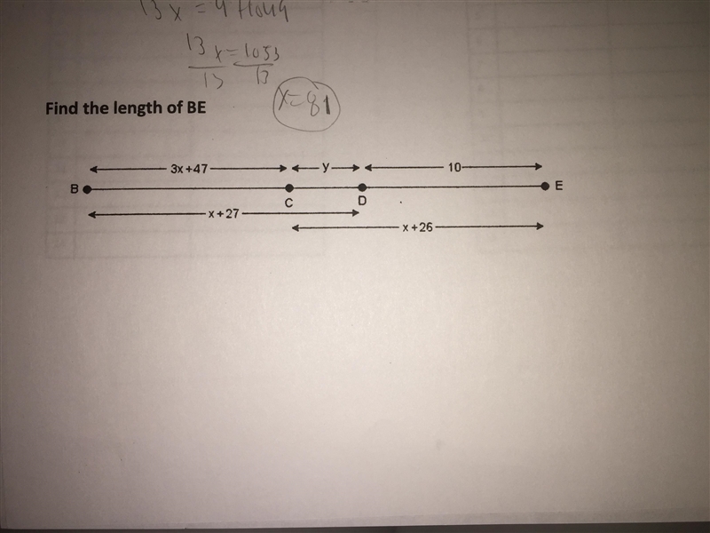 Find the length of BE Show exact steps to solve-example-1