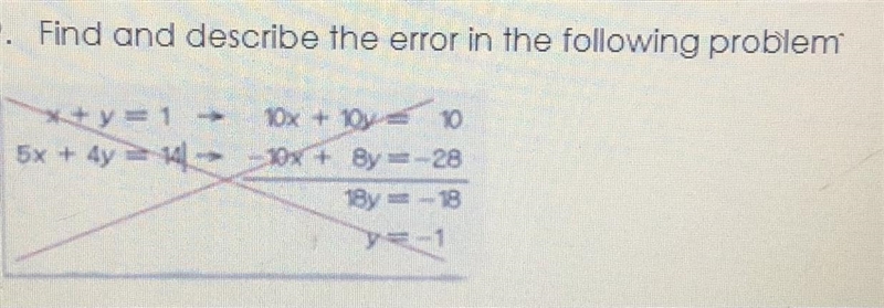 PLEASE HELP ME !!!!!!!! Find and describe the error in the following problem-example-1