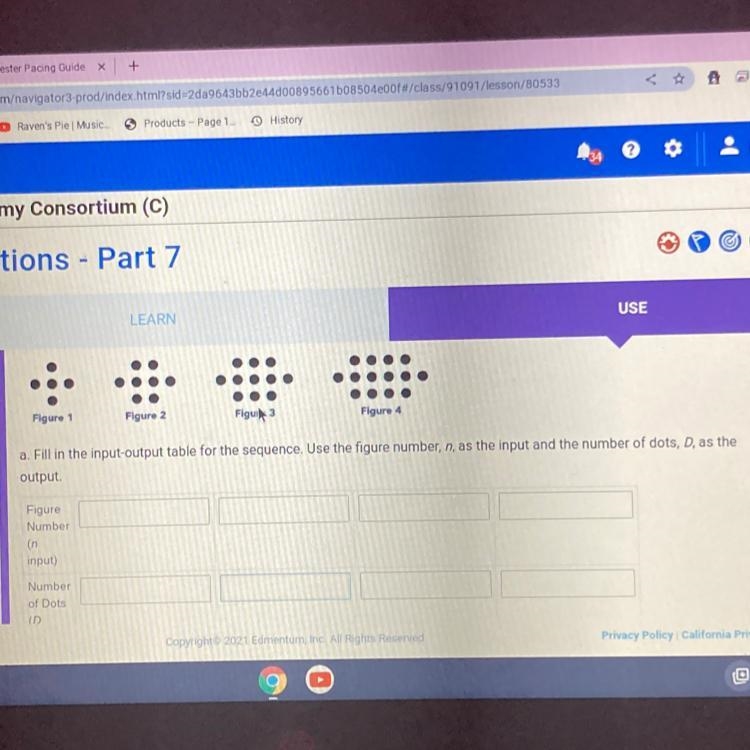 b. Identify the type of relation between the figure number and the number of dots-example-1